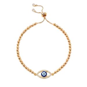 Pulsera Regulable Golden Ojo Turco Azul